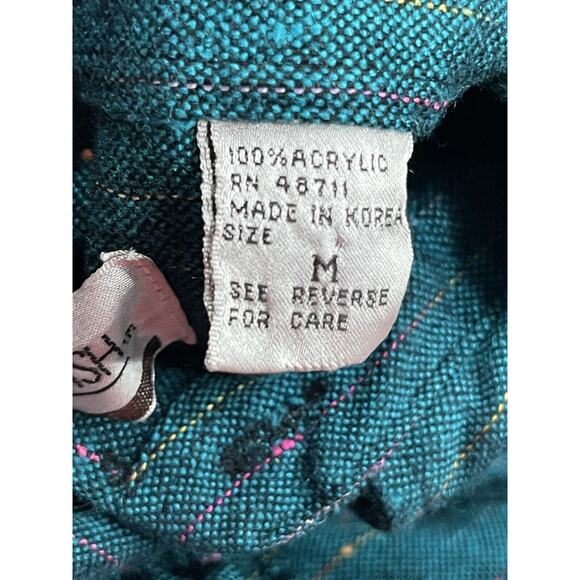 Vintage Horseradish Size Medium Button Down Shirt Teal Multicolor 90s - Picture 6 of 6